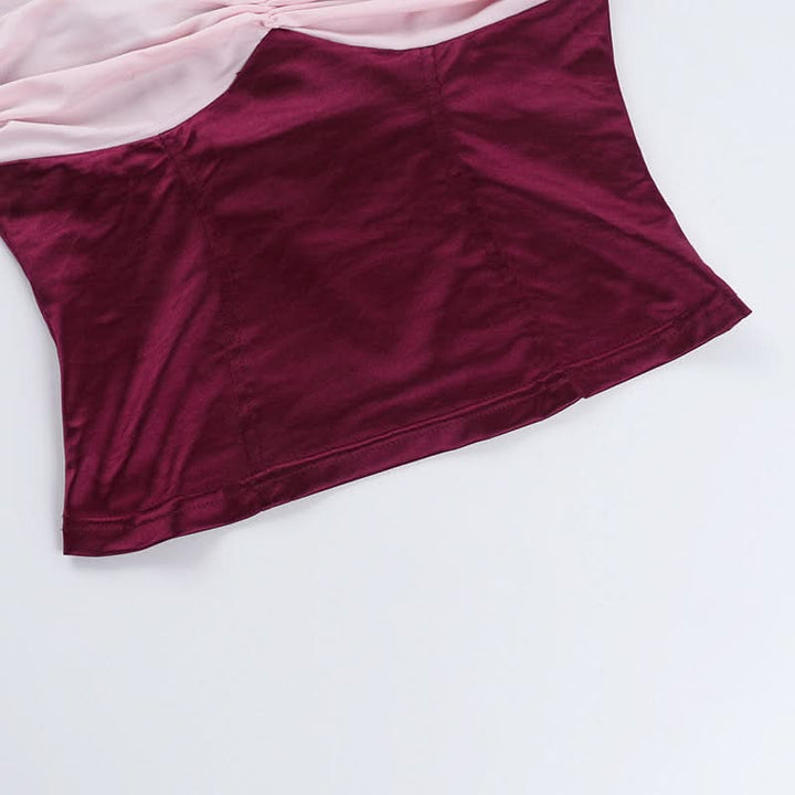 Ruched v neck halter self tie cami top  | Festival Outfits Women