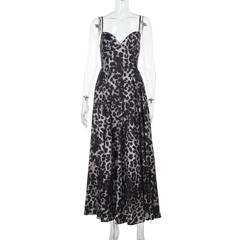 Leopard print v neck smocked cami maxi dress  | Festival Outfits Women