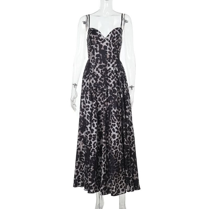 Leopard print v neck smocked cami maxi dress  | Festival Outfits Women