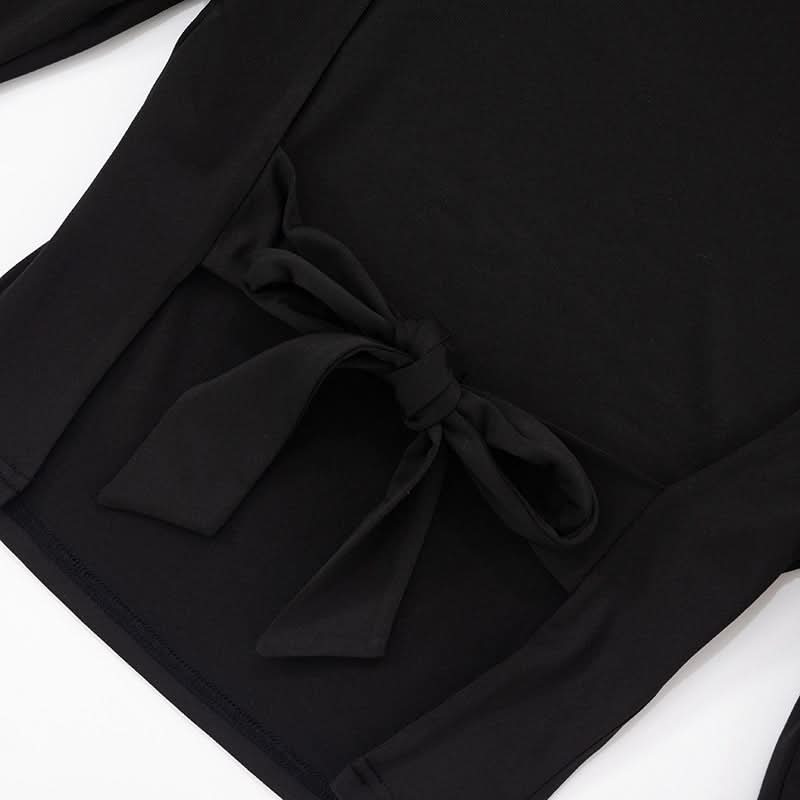 Long sleeve crewneck self tie backless top  | Festival Outfits Women