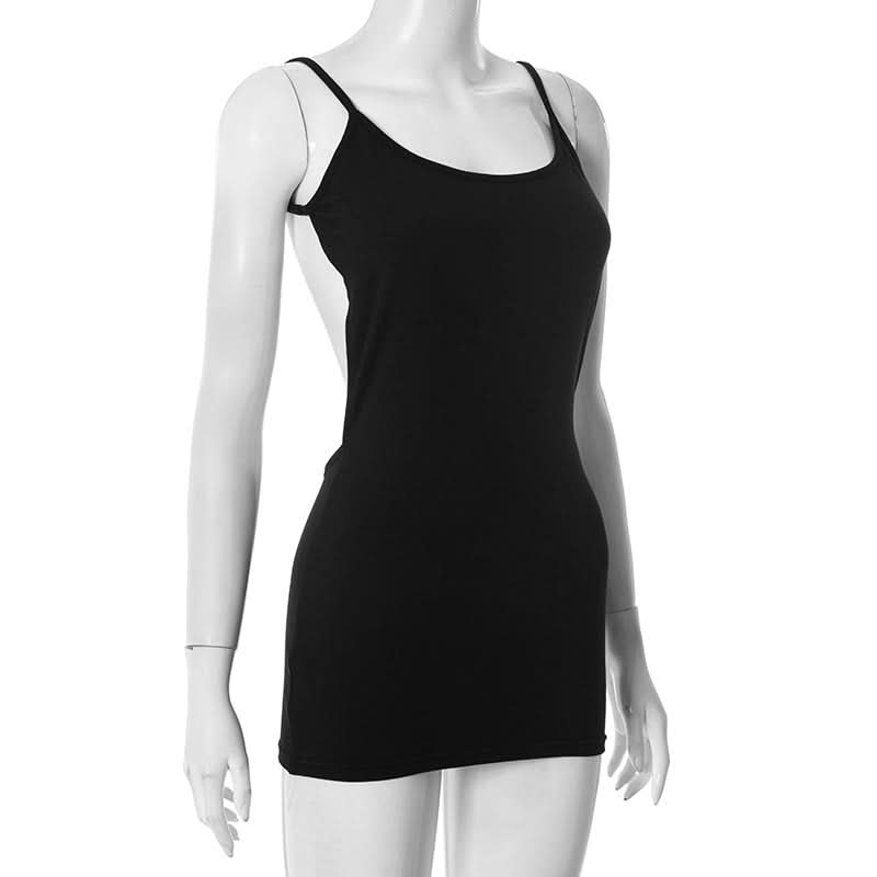 U neck backless solid cami mini dress  | Festival Outfits Women