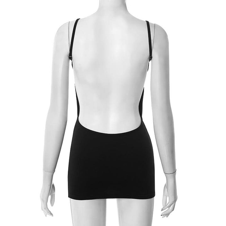 U neck backless solid cami mini dress  | Festival Outfits Women