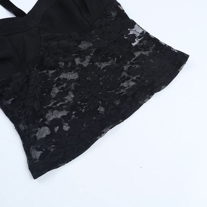 Halter lace button backless cami top  | Festival Outfits Women