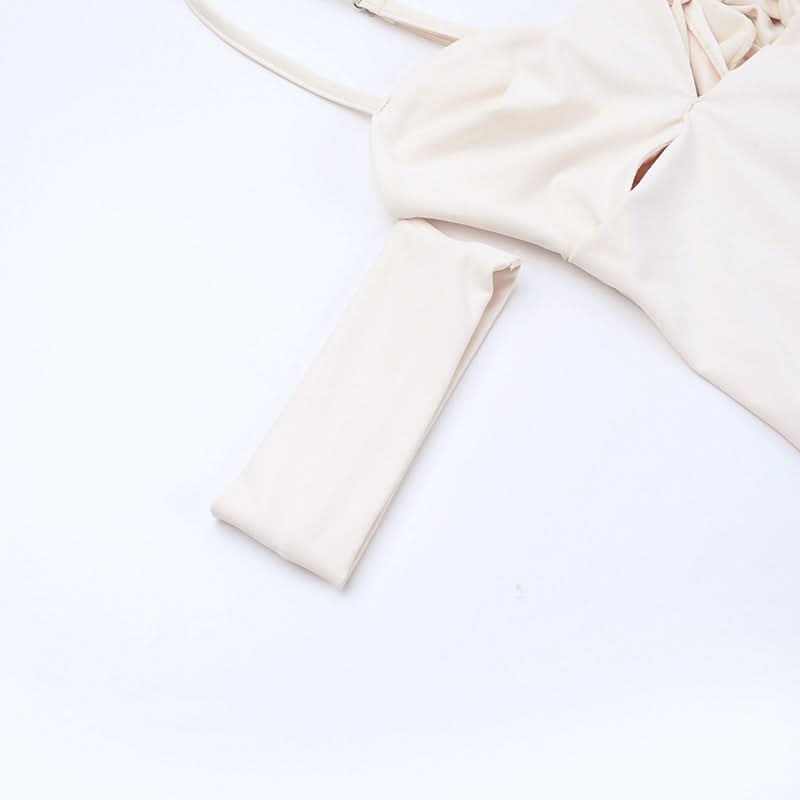 Hollow out ruched v neck cami cut out maxi dress  | Festival Outfits Women