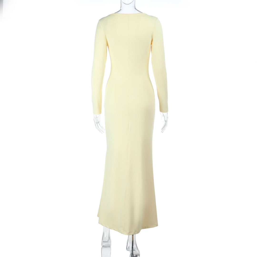 Ruffle v neck self tie long sleeve maxi dress  | Festival Outfits Women