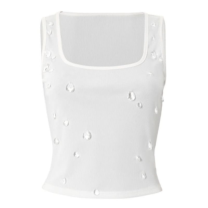 Ribbed square neck sleeveless tank top  | Festival Outfits Women