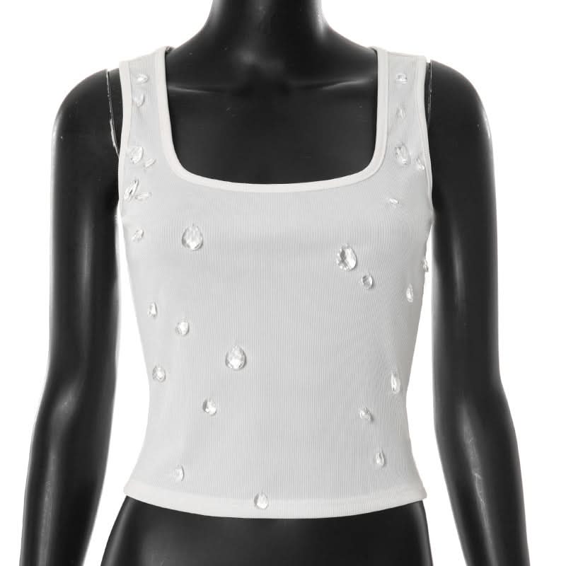 Ribbed square neck sleeveless tank top  | Festival Outfits Women