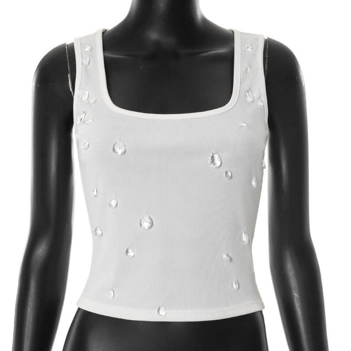 Ribbed square neck sleeveless tank top  | Festival Outfits Women