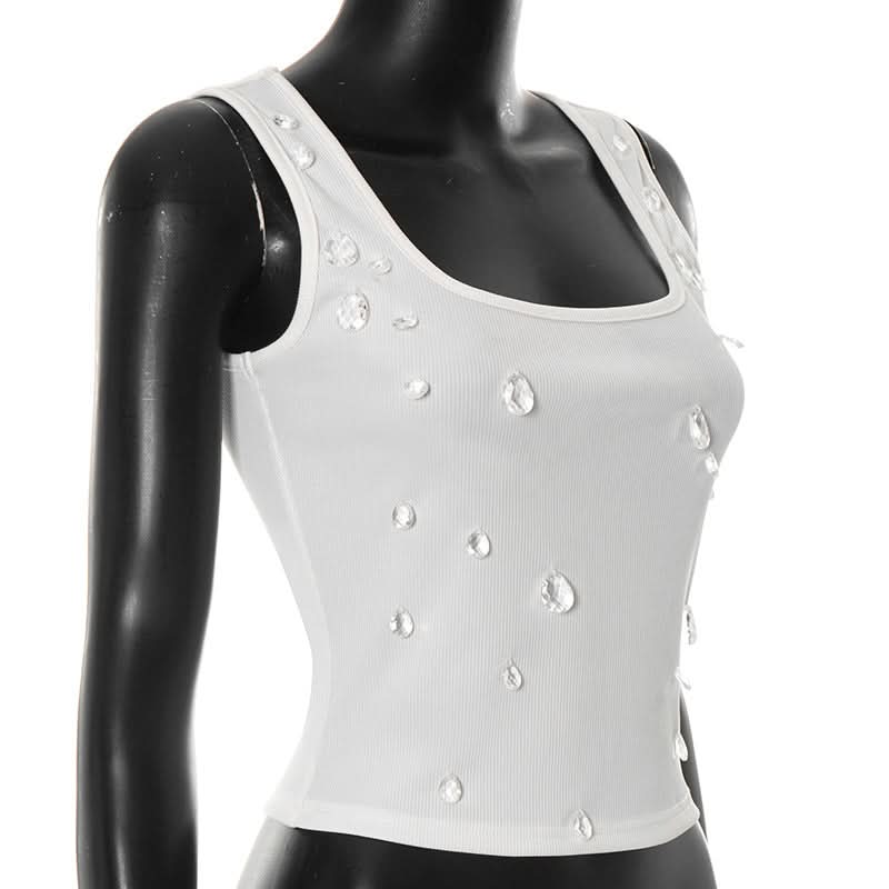 Ribbed square neck sleeveless tank top  | Festival Outfits Women