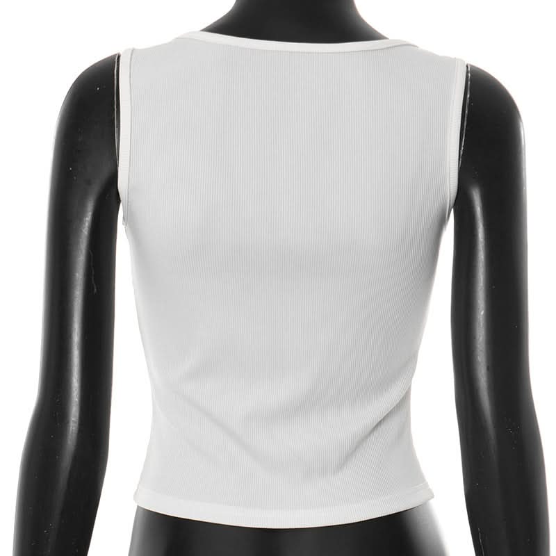 Ribbed square neck sleeveless tank top  | Festival Outfits Women