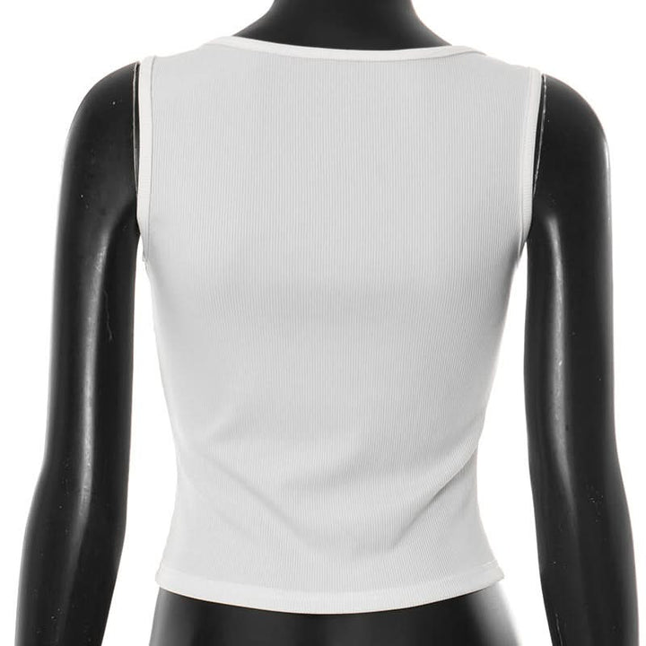 Ribbed square neck sleeveless tank top  | Festival Outfits Women