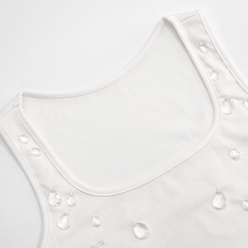 Ribbed square neck sleeveless tank top  | Festival Outfits Women