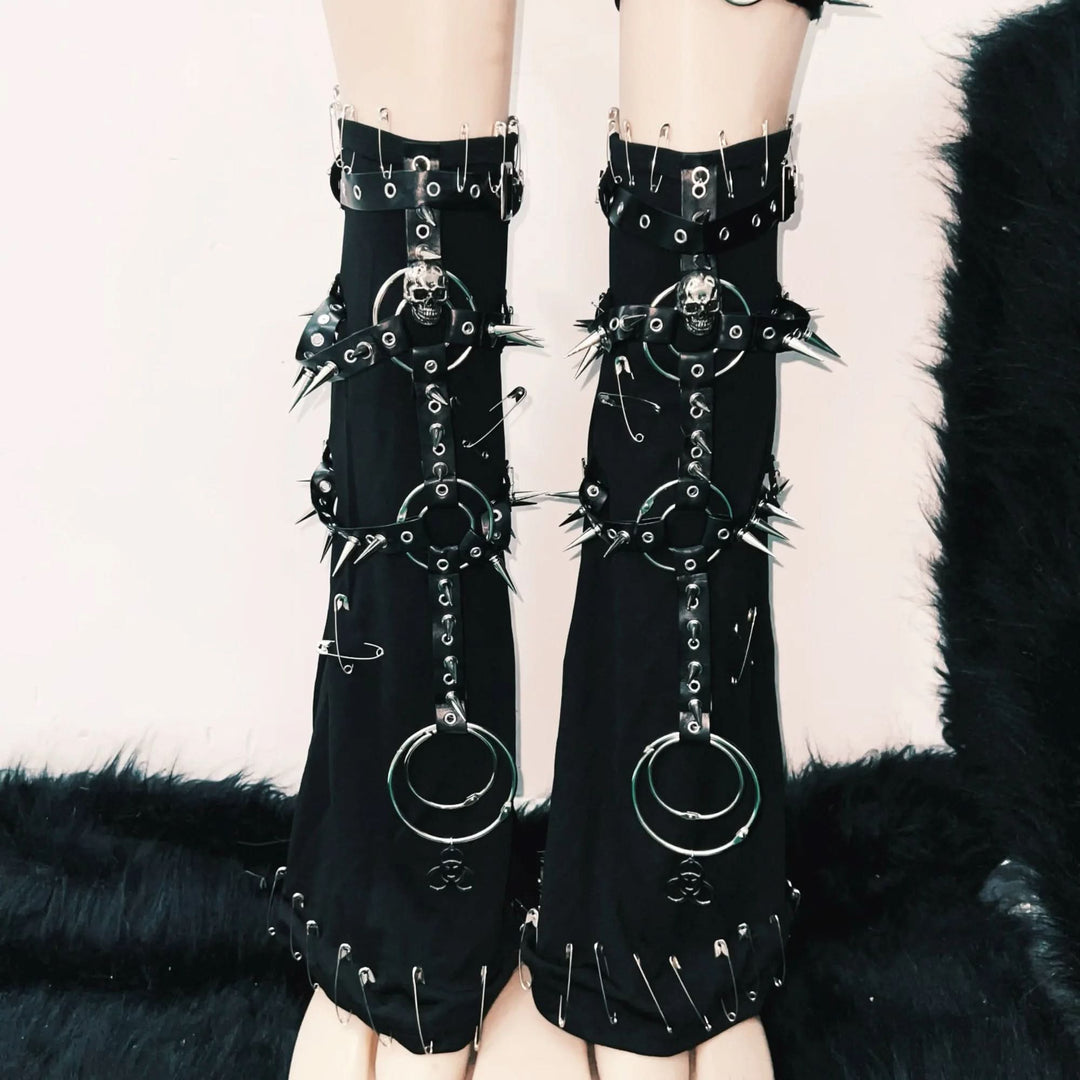 PU leather rivet applique hollow out o ring cut out top  | Festival Outfits Women-final-sale