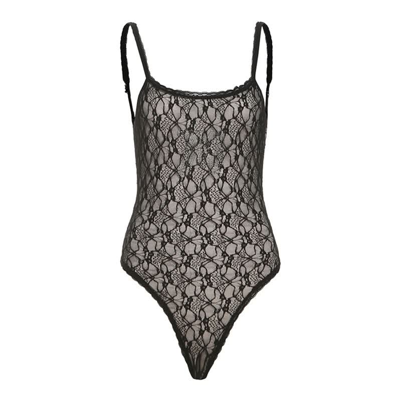 Lace u neck button beaded cami bodysuit  | Festival Outfits Women