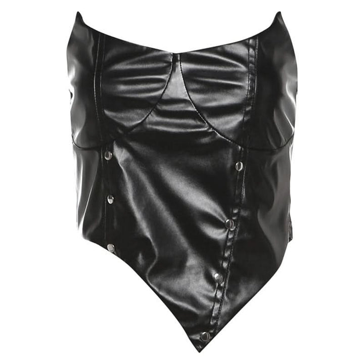 PU leather irregular backless tube top  | Festival Outfits Women