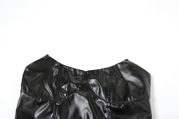 PU leather irregular backless tube top  | Festival Outfits Women