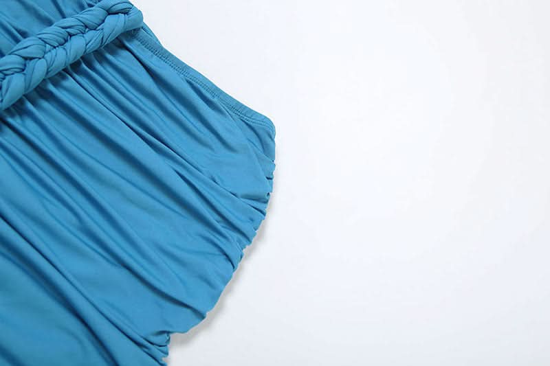 Halter self tie ruched off shoulder mini skirt set  | Festival Outfits Women