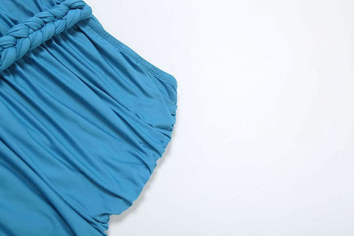 Halter self tie ruched off shoulder mini skirt set  | Festival Outfits Women