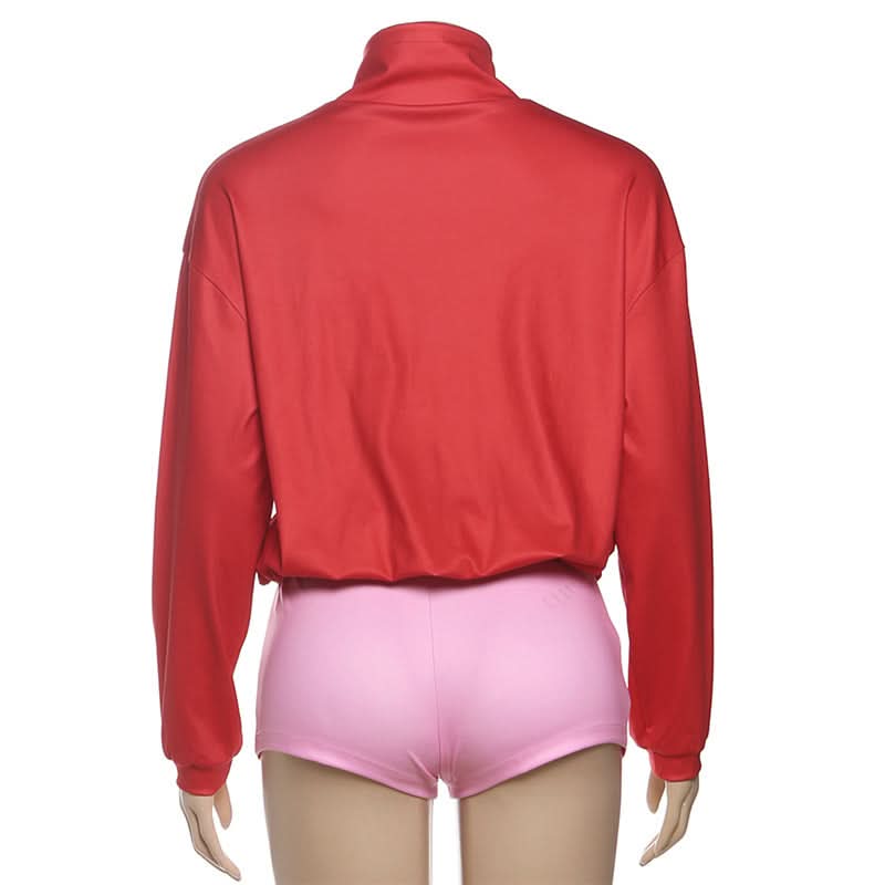 Long sleeve zip-up high neck low rise pant set  | Festival Outfits Women