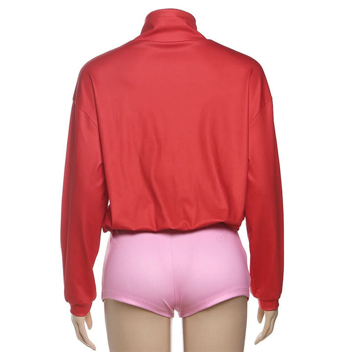 Long sleeve zip-up high neck low rise pant set  | Festival Outfits Women