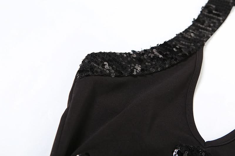 Glitter halter self tie v neck solid mini dress  | Festival Outfits Women
