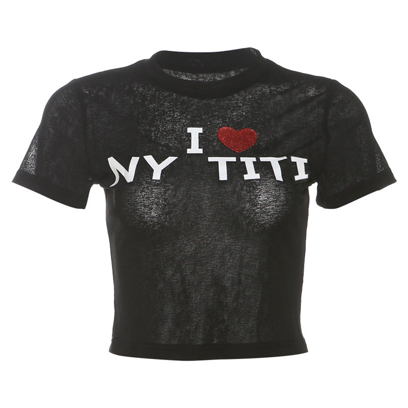 Short sleeve letter print crewneck top  | Festival Outfits Women