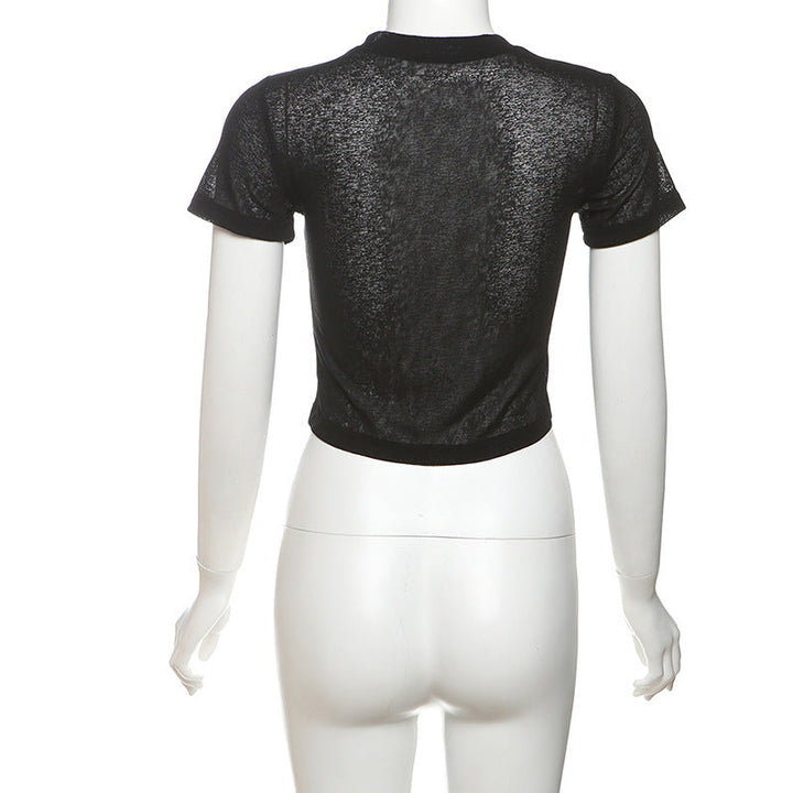 Short sleeve letter print crewneck top  | Festival Outfits Women