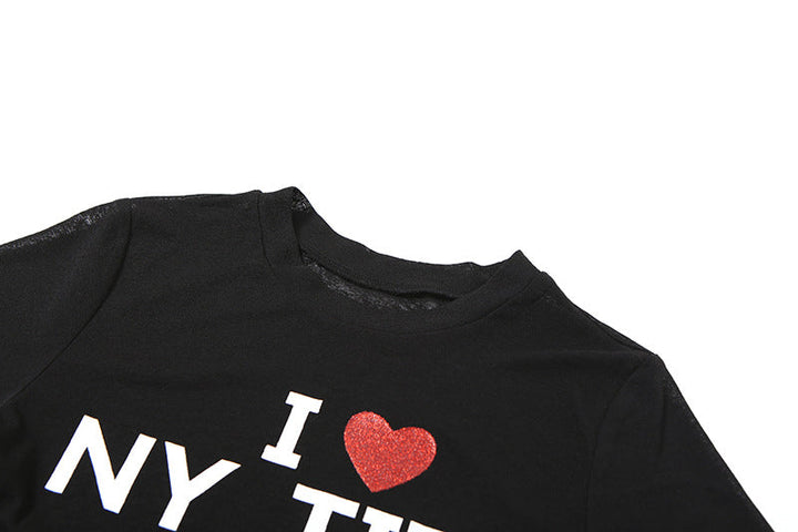Short sleeve letter print crewneck top  | Festival Outfits Women