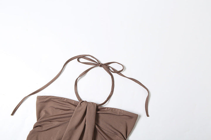 Halter ruched beaded backless mini dress  | Festival Outfits Women