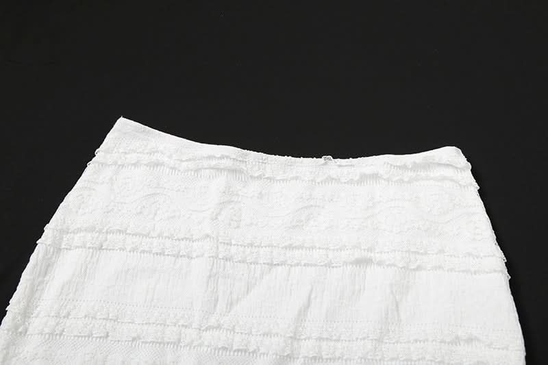 Lace ruffle solid hollow out cut out maxi skirt  | Festival Outfits Women