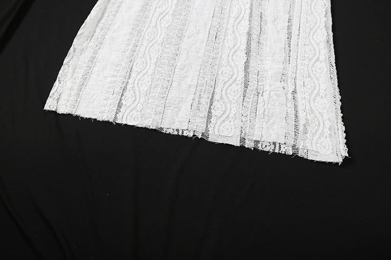 Lace ruffle solid hollow out cut out maxi skirt  | Festival Outfits Women