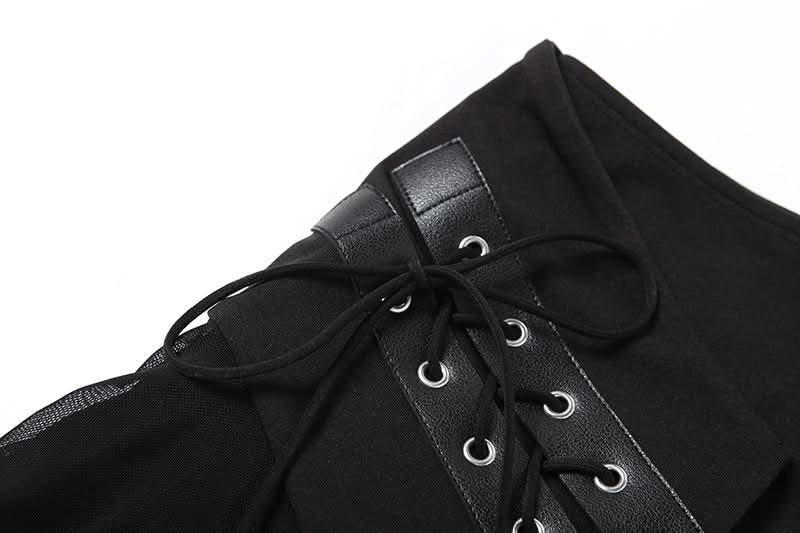 Irregular self tie mesh A line ruffle mini skirt  | Festival Outfits Women