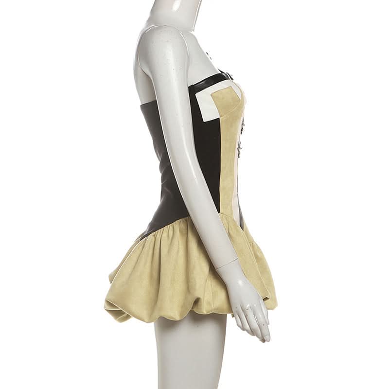 Irregular one shoulder ruched buckle mini dress  | Festival Outfits Women