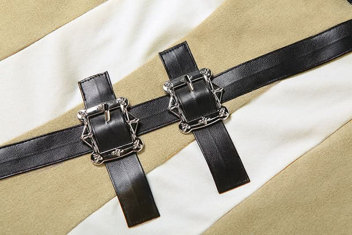Irregular one shoulder ruched buckle mini dress  | Festival Outfits Women