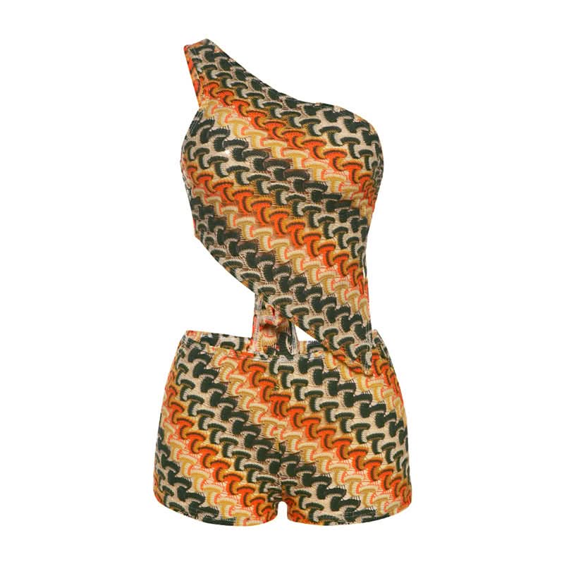 One shoulder self tie knitted irregular pant set  | Festival Outfits Women-final-sale