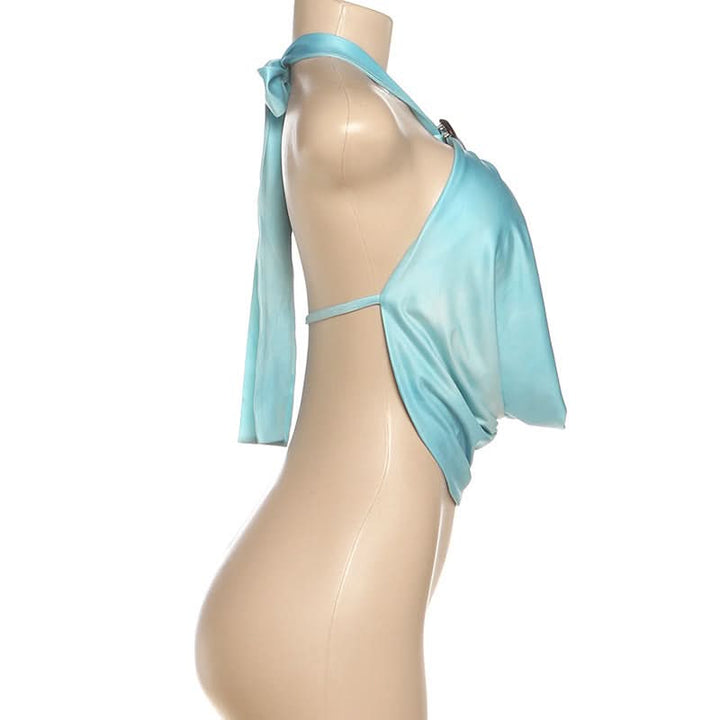 Hollow out self tiehalter backless cut out top  | Festival Outfits Women