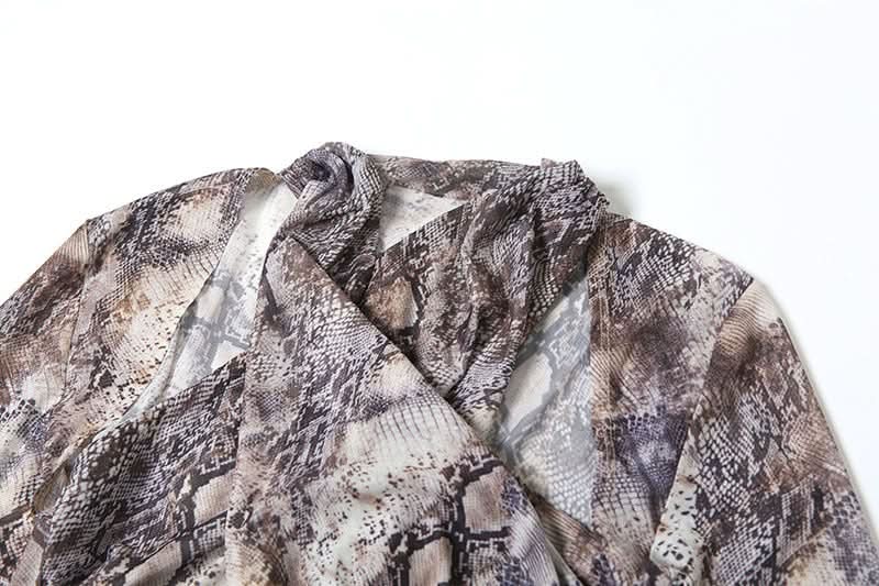 Long sleeve hollow out snakeskin print cut out maxi dress  | Festival Outfits Women
