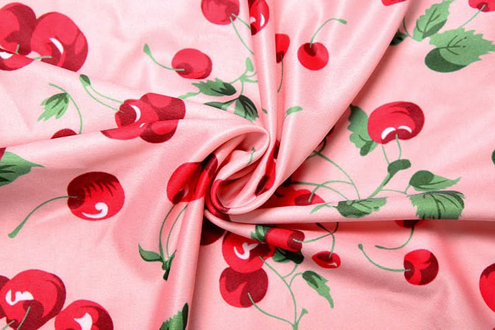 Halter self tie Cherry print v neck bikini swimwear-final-sale