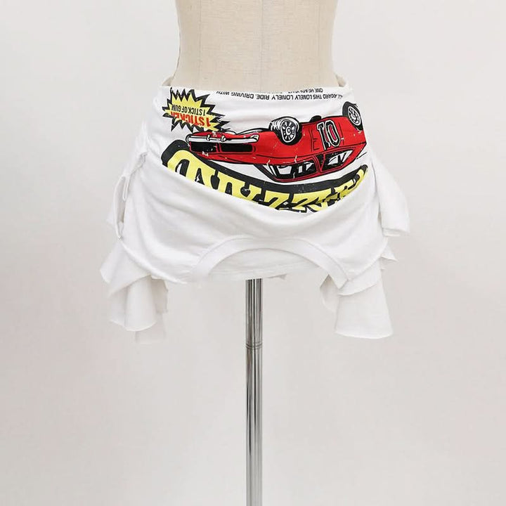 Irregular print contrast mini skirt  | Festival Outfits Women