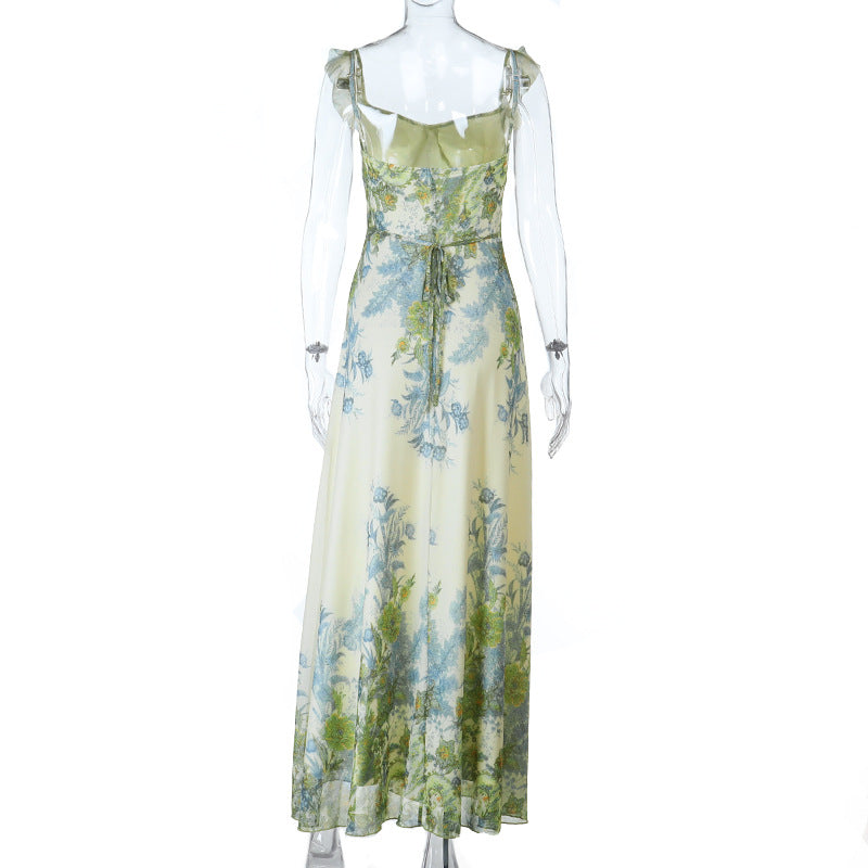 Flower print ruffle cami maxi dress  | Festival Outfits Women
