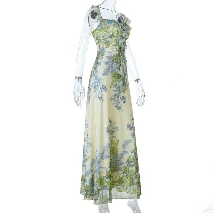 Flower print ruffle cami maxi dress  | Festival Outfits Women