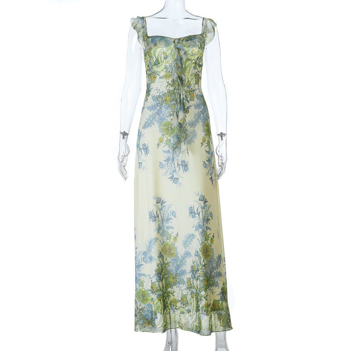 Flower print ruffle cami maxi dress  | Festival Outfits Women