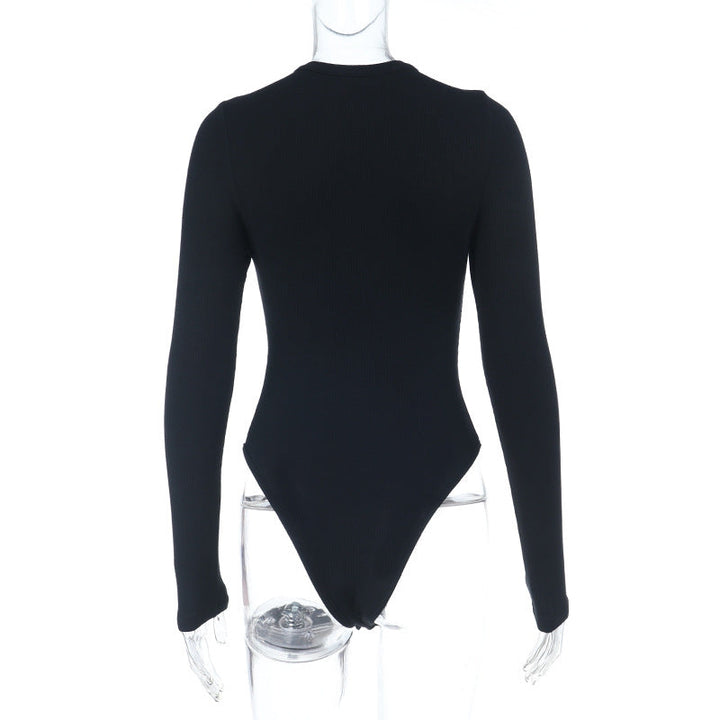 Long sleeve zip-up solid bodysuit  | Festival Outfits Women