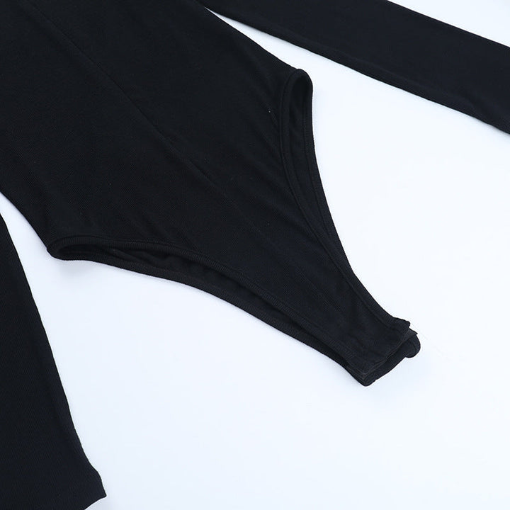 Long sleeve zip-up solid bodysuit  | Festival Outfits Women