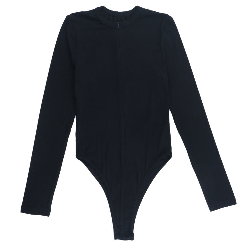 Long sleeve zip-up solid bodysuit  | Festival Outfits Women
