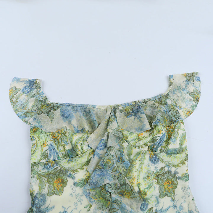 Flower print ruffle cami maxi dress  | Festival Outfits Women