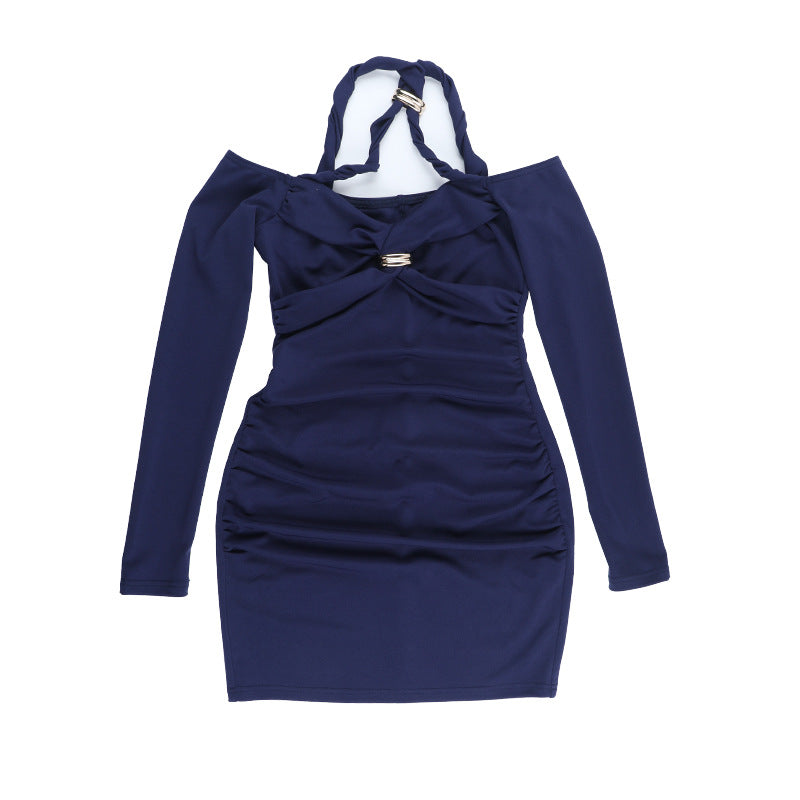 Cross front off shoulder ruched solid mini dress  | Festival Outfits Women