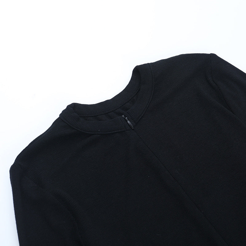Long sleeve zip-up solid bodysuit  | Festival Outfits Women