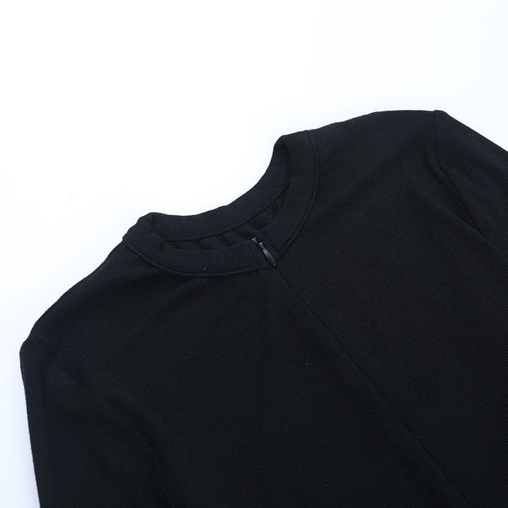 Long sleeve zip-up solid bodysuit  | Festival Outfits Women