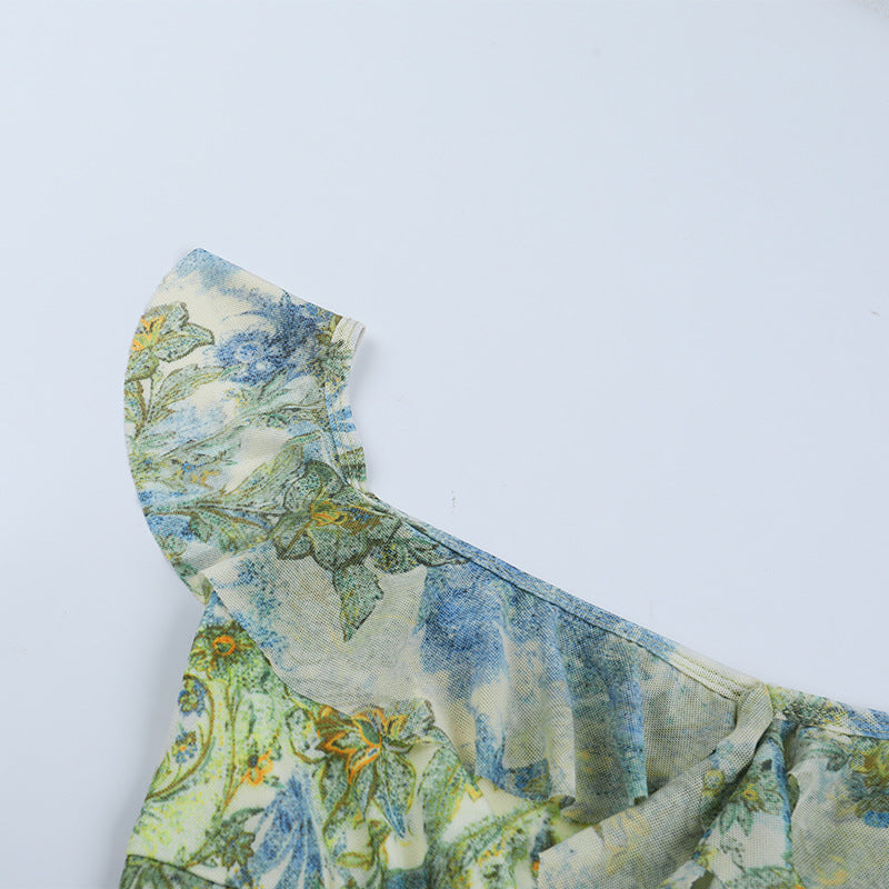 Flower print ruffle cami maxi dress  | Festival Outfits Women